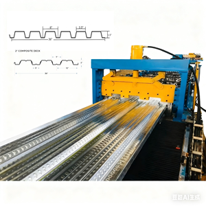 1,2-2,0mm Dicke OEM ODM Metall Decking Panel Fliesen Herstellung Maschine Stahl Boden <span class=keywords><strong>Deck</strong></span> <span class=keywords><strong>Roll</strong></span> <span class=keywords><strong>Forming</strong></span> Maschine - Product Image 1