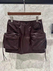 5352 แฟชั่นสุดฮิต 2026 สำหรับผู้หญิง <span class=keywords><strong>ก</strong></span>ระโปรงหนังแท้ สไตล์คาร์โ<span class=keywords><strong>ก</strong></span>้ หนังแกะเคลือบน้ำมัน <span class=keywords><strong>ก</strong></span>ระโปรงหนังสั้น มี<span class=keywords><strong>ก</strong></span>ระเป๋า - Product Image 2