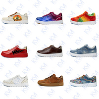 Chaussure de marche décontractée en daim vert pour homme avec motif de broderie personnalisé original