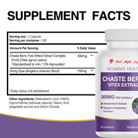Capsules d'extrait naturel de Vitex, Agnusides standardisés à 1,5 %, favorise la santé reproductive féminine, sans OGM, tonique doux