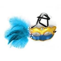 VCMP7WID Masque tissé bleu vénitien pour événement Happy Party Masquerade Plume PVC et soie Maserade en plastique Taille réglable - Product Image 1