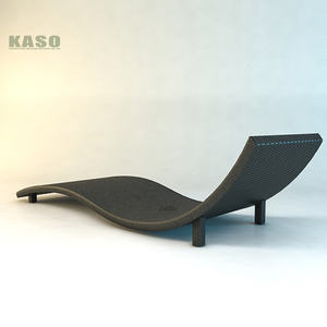 كراسي استلقاء خارجية من الألومنيوم المصبوب وخشب الساج للشاطئ والفنادق وحمامات السباحة، كراسي معدنية مزدوجة فاخرة للحدائق من الراتان - Product Image 2