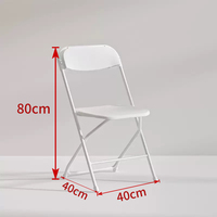 Chaise pliante en plastique blanc pour intérieur et extérieur, avec cadre métallique thermolaqué, empilable, pour événements - Vente en gros