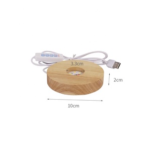Lampe de chevet en bois de bambou, lumière blanche chaude, 16 couleurs <span class=keywords><strong>RGB</strong></span> changeantes, télécommande, décoration de chambre, boule de cristal 3D, artisanat, veilleuse - Product Image 2