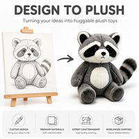 Peluche personnalisée en forme de raton laveur, directement de l'usine, à partir de vos illustrations, poupée de personnage en peluche OEM ODM pour marques IP originales
