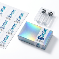 Flacons en verre personnalisés pour peptides cosmétiques, boîtes de luxe en carton avec estampage à chaud doré, insert en mousse, autocollant organisateur, boîtes de luxe pour peptides