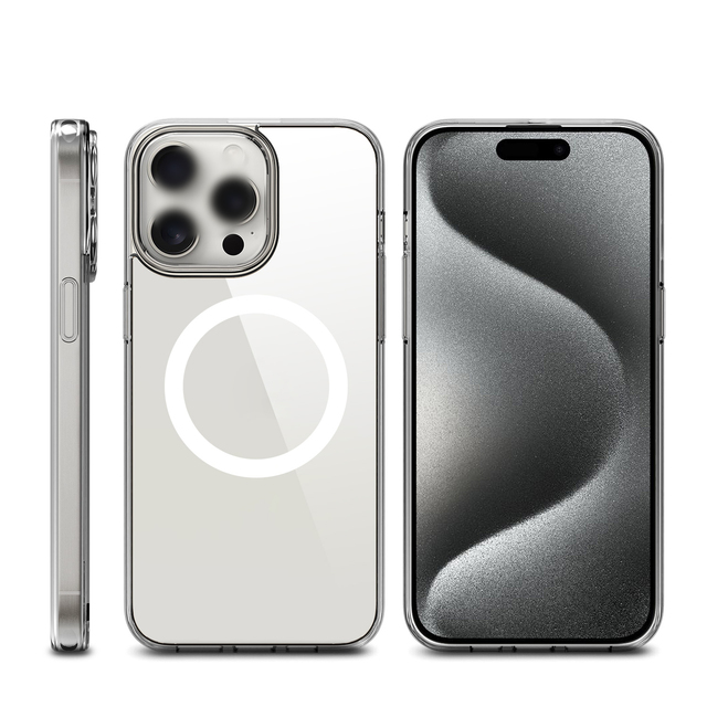 Anti-scratch PC Stock Case Clear TPU Case Shockproof Anti Scratch PC with Magnetic Mobile Phone Case for iPhone 15 14 Pro Max