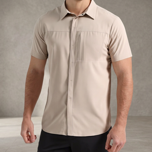 Chemise de pêche pour homme grande taille, noire, respirante, anti-UV UPF 50, 100% polyester, fabriquée sur mesure en usine, marque YINHU, service OEM. - Product Image 4