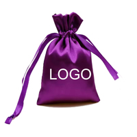 Grande pochette de luxe personnalisée en satin de soie, sac de rangement pour cheveux, sac cadeau en satin avec cordon de serrage et ruban