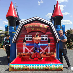 Juegos de Carnaval inflables de nuevo diseño Halloween Scaredcrow <span class=keywords><strong>Smash</strong></span> con Velcro Sticky Ball Game para niños y adultos - Product Image 3