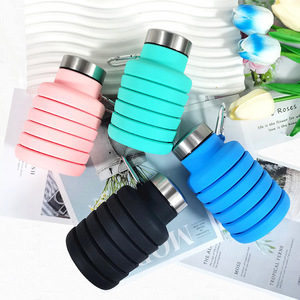 Bouteille d'eau de sport pliable en plein air portable personnalisée en gros capacité de 500ml bouteille d'eau chaude en silicone de tasse de boisson de voyage - Product Image 5