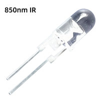 Diode LED ronde haute puissance 5 mm 0,5 W à montage traversant IR 850 nm 30° 2 broches transparente DIP Tension de fonctionnement 1,3-1,5 V