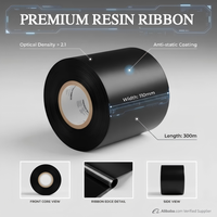 Resin Hitam Kontras Tinggi TTR 110mmx300m untuk Pencetakan Barcode Tajam, Tahan Gores, Tahan Panas, Tinta Penanda Tahan Lama