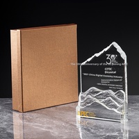 Trophée en cristal en forme de montagne créative, base en roche noire, gravure personnalisable, origine Chine, pour coopération commerciale