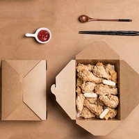 Boîtes alimentaires jetables en papier kraft de qualité alimentaire, contenants à lunch étanches pour salades, emballages rapides pour la restauration rapide