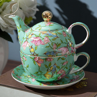 2025 Vintage Qian Hu céramique café et thé ensemble 400ml rétro européen Style britannique Floral décalcomanie véritable or jante os chine