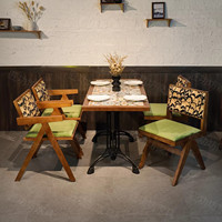 Ensemble table et chaises de café en bois massif, style vintage d'Asie du Sud-Est, adapté aux pâtisseries, restaurants occidentaux, boulangeries.