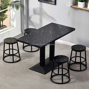 Conjunto de Mesa de <span class=keywords><strong>Bar</strong></span> <span class=keywords><strong>y</strong></span> <span class=keywords><strong>Taburetes</strong></span> con Efecto Mármol Industrial Moderno, 2 o 4 <span class=keywords><strong>Taburetes</strong></span> <span class=keywords><strong>para</strong></span> Cocina, Cafetería, Bistro - Product Image 6