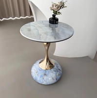 Table d'appoint ronde moderne extensible en fer et marbre pour usage domestique ou commercial