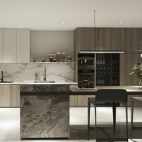 Penjualan Terbaik modular desain dapur matt serat kayu melamin lemari dapur set desain kabinet lemari dapur & Aksesori