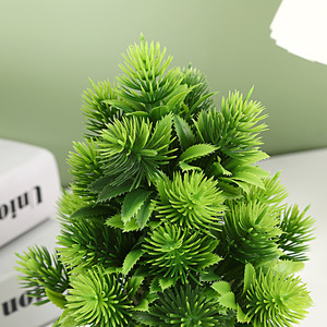 Plante artificielle en pot en forme de cône de pin, 20 cm de hauteur, décoration en plastique pour la maison, le hall d'hôtel - Product Image 3