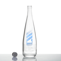 Botol air minum 330ml 500ml 750ml, botol air kaca kristal putih dengan tutup sekrup perak