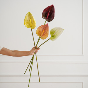 Fleurs artificielles Anthurium en plastique, toucher réel, décoration de mariage et de maison, style moderne, artisanat fait main - Product Image 3
