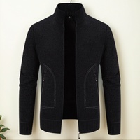 Cardigan en tricot pour homme, coupe ajustée, col à revers, épais et chaud, vente en gros