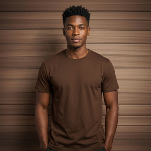 T-shirt en coton pour homme, coupe classique, manches courtes, col rond, couleur unie, tissu jersey décontracté - Product Image 1