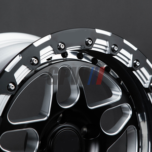 Jante en alliage tout-terrain simulée Beadlock, face usinée noire, 5 branches forgées, pour <span class=keywords><strong>4x4</strong></span>, SUV, <span class=keywords><strong>Jeep</strong></span>, Ford F150, Land Cruiser, Tank 300 - Product Image 5