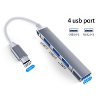 Hub USB Pabrik Tipe-C ke 4 Port USB Multi Splitter Adapter OTG Kabel Konverter HUB Tipe-C untuk Aksesoris Ponsel Komputer