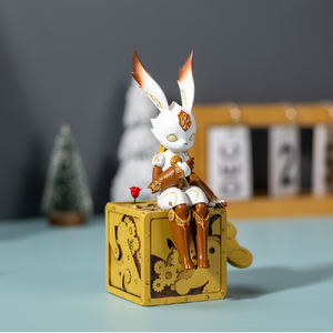 Boîte à musique en résine de haute qualité, motif lapin d'anime, avec mélodie et <span class=keywords><strong>chanson</strong></span>, personnalisable, jouet artisanal, décoration d'intérieur, cadeau pour enfants - Product Image 3