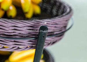 رفوف عرض سوبر ماركت 3 طبقات مع حامل سلال الروطان المتنقلة من بولي بروبلين حامل سلة خضروات من الخوص البلاستيكي - Product Image 3