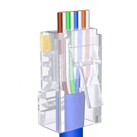 Conectores Ethernet RJ45 Cat 5e, Conectores Modulares UTP Sin Blindaje con Orificios de Paso y Perforaciones, Conectores RJ45