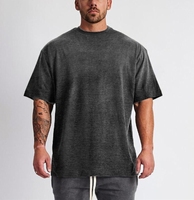 T-shirt épais en coton noir Yali personnalisé avec logo, style streetwear, impression, épaules tombantes, t-shirt vierge épais