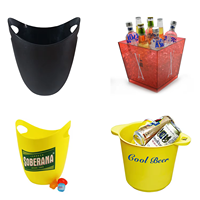 Seau à glace créatif en plastique transparent noir, jaune, bleu, champagne, 3,5 L, 5 L, pour bière, vin, restaurant, avec logo de marque personnalisé