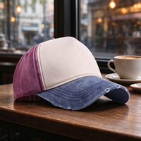 Casquette de baseball non structurée à 5 panneaux, en sergé de coton, délavée et vieillie, avec couleur contrastante, unisexe, style streetwear hip-hop, réglable