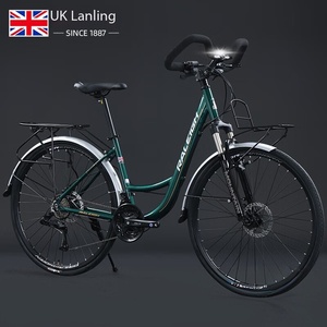 <span class=keywords><strong>Bicicleta</strong></span> de Carretera Clásica Vintage de 27 Pulgadas para <span class=keywords><strong>Mujer</strong></span>, con Guardabarros, Portaequipajes, Aleación de Aluminio, 33 Velocidades, para Ciclismo Diario y de Ocio para Adultos - Product Image 2