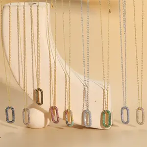 Оптовая продажа, 2024 модное циркониевые микронные вставные кулон, изысканные индивидуальные ожерелья, латунные украшения для женщин, повседневное ношение