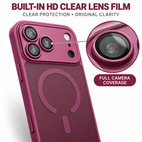 Étui magnétique fin pour iPhone 18 Pro Max 17E 16 15 Plus avec film de protection d'objectif HD transparent, aimant 1500GS, coque hybride TPU PC mate antidérapante