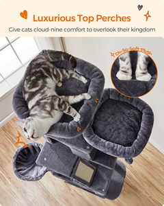 <span class=keywords><strong>Feandrea</strong></span> Grande Tour pour Chat de 81,1 Pouces, Multi-Niveaux, avec Condo en Peluche, 13 Poteaux à Gratter, 2 Perchoirs, 2 Niches, Panier et Hamac - Product Image 2