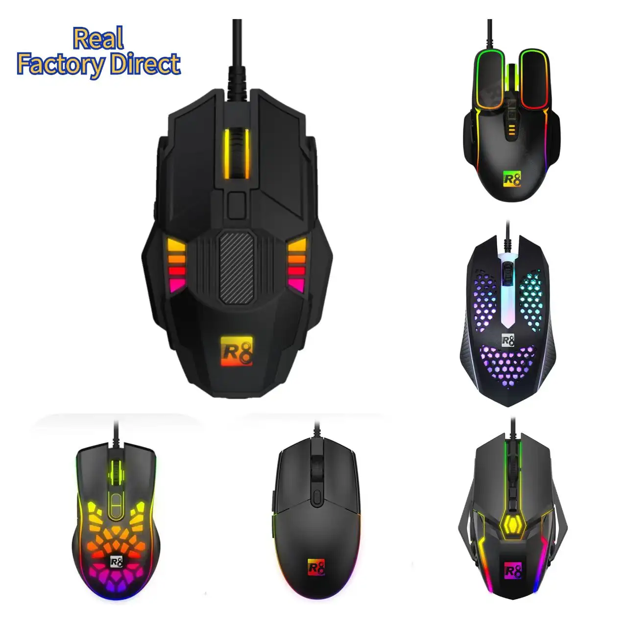 Factory Directly Cheap RGB LED Light Wired Optical 6D Gaming Mouse