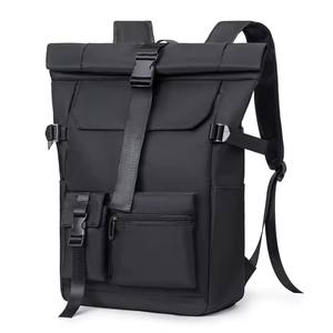 <span class=keywords><strong>Mochilas</strong></span> para ordenador portátil enrollables de negocios impermeables para hombre de cuero con compartimentos - Product Image 4