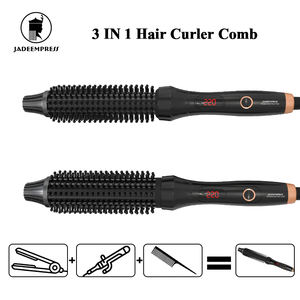Peine caliente eléctrico con revestimiento de cerámica para cabello liso y <span class=keywords><strong>rizado</strong></span>, pantalla LCD, cepillo de rizadores con Control de temperatura - Product Image 4