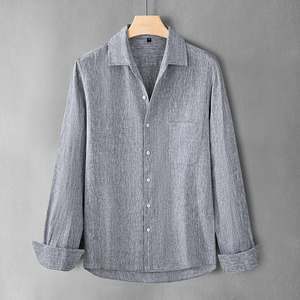 <span class=keywords><strong>Camicia</strong></span> da Uomo <span class=keywords><strong>con</strong></span> Colletto Rialzato in <span class=keywords><strong>Lino</strong></span> Ultra-Sottile, Maniche Lunghe, Resistente alle Pieghe, Traspirante, in Tessuto Ecologico per Primavera Autunno - Product Image 5