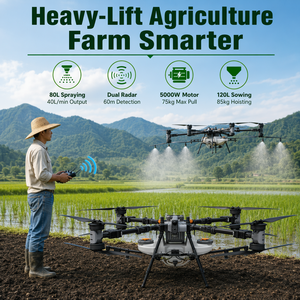 TopXGun 80L Agricultural Spraying UAV 1 Nozzles Diaphragm Pump Gearbox Pest Control Fertilizer <b>Sprayer</b> 3KM Range 5-14min Flight - Product Image 1