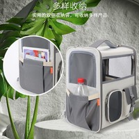 Nouveau Sac de Transport Pliable Respirant Grande Capacité pour Chien et Chat Oxford - Sac à Dos de Voyage Portable à Double Bretelle Couleur Unie Compatible Voiture