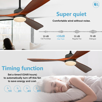 Ventilateur de plafond moderne du milieu du siècle de 52 pouces avec kit d'éclairage LED 20W, pales en bois véritable, finition noyer mat, télécommande