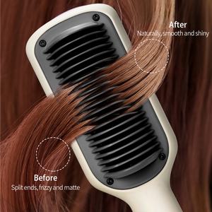Lisseur de cheveux professionnel pour usage domestique, peigne lisseur en céramique PTC, chauffage rapide, fer à lisser électrique haute puissance, brosse lissante pour cheveux - Product Image 4