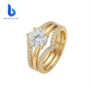 Anillo de Diamantes de Oro Sólido de 10K/14K/18K - Juego de Anillos de Compromiso y Nupcial de Lujo Personalizados con Certificación GIA IGI, Diamantes Cultivados en Laboratorio CVD - Product Image 2